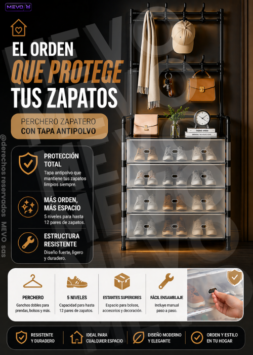 🔥PERCHERO ZAPATERO MULITUSOS  CON TAPA PREMIUM 🔥