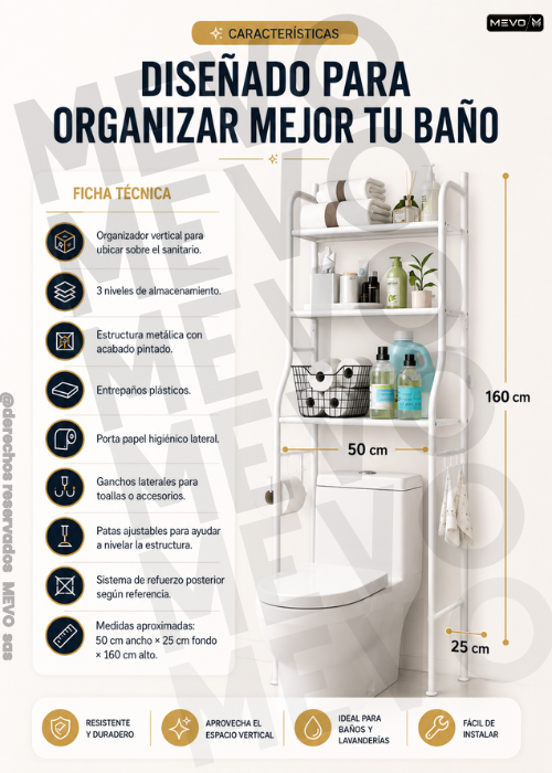 🚿 PACK PARA BAÑO ✨ Organizador Superior + Esquinero 4 Niveles + Porta Cepillos 🪥