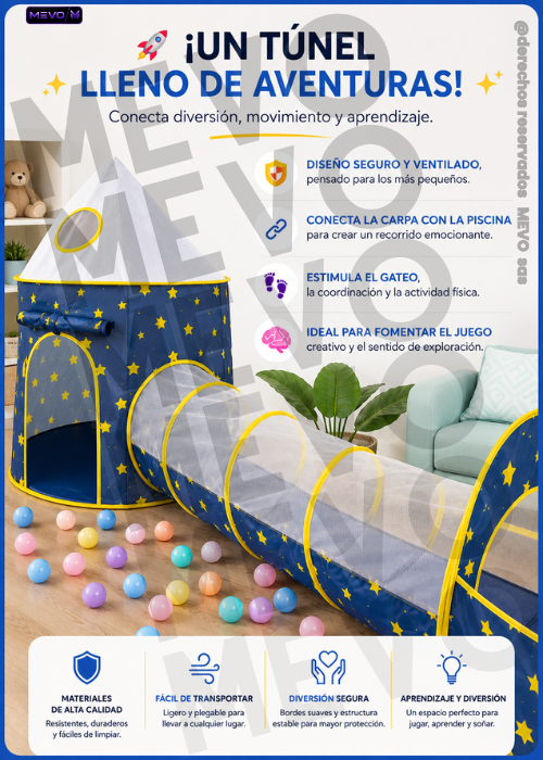 COMBO 3 EN 1: CARPA + TÚNEL + PISCINA 🎁😍