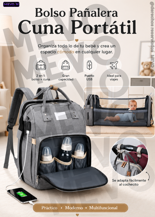 😍Pañalera Cuna Portátil 2 en 1 | Organización y Comodidad en Cada Salida😍