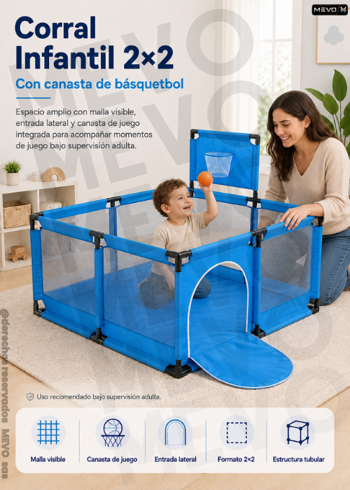 Parque Infantil Amplio con Canasta de Juego 👶