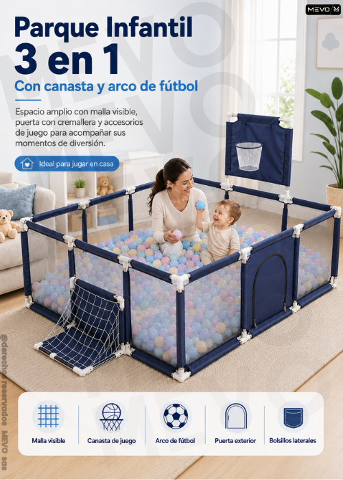 👶⚽ Parque Infantil Amplio con Canasta de Juego y Arco de Fútbol