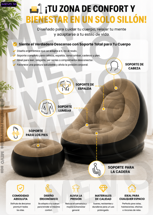😍COMBO 3 EN 1 SOFA INFLABLE PREMIUM+ SILLON INFLABLE + INFLADOR MANUAL😍