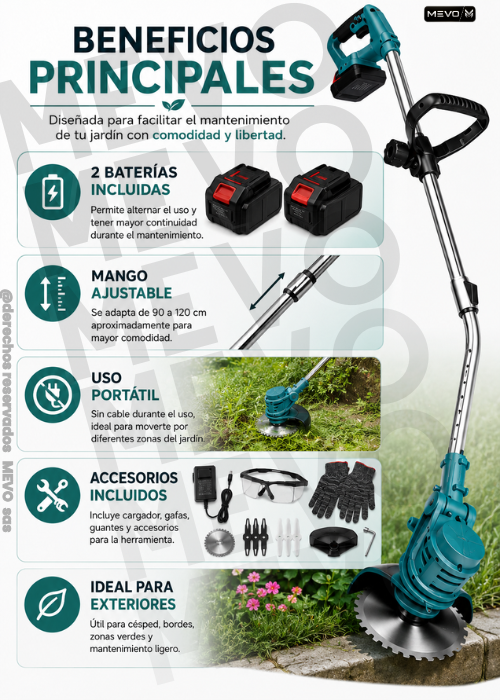 🌿Podadora portatil recargable + 2 Baterias + Gafas +Guantes  + Accesorios 🏡