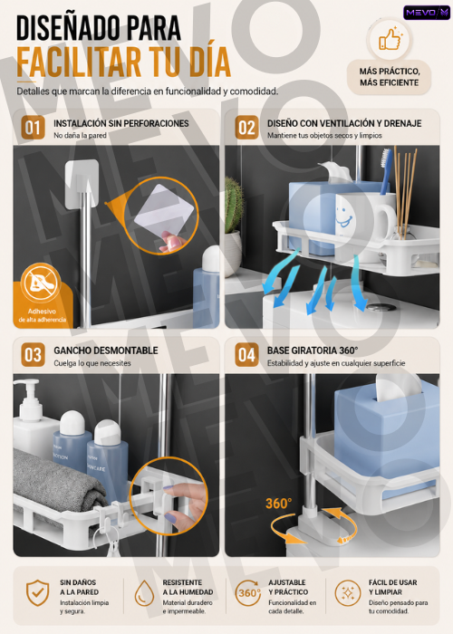 🛁✨ Estante de Baño 3 Niveles + Dispensador Organizador de Cepillos 🪥 + Tapete de Baño de Obsequio 🎁🚿