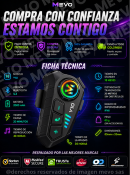 🔊 Intercomunicador v10  Bluetooth para tus rutas diarias  2X1🏍️