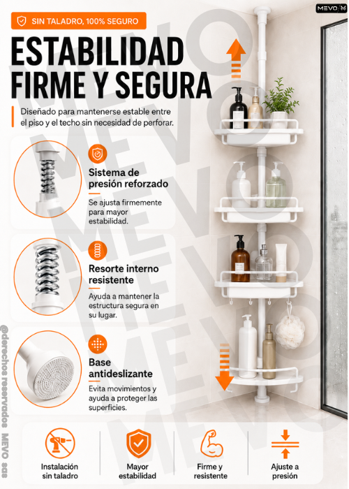 🛁 Combo baño 2 en 1 🧴 Organizador de baño + esquinero ajustable