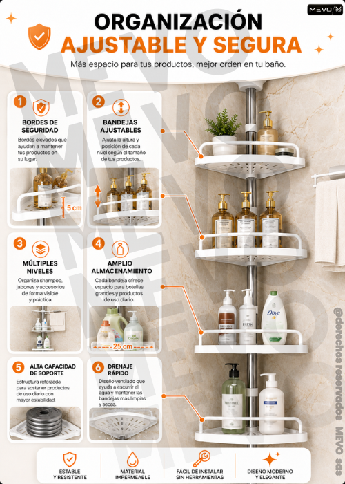 🚿 PACK PARA BAÑO ✨ Organizador Superior + Esquinero 4 Niveles + Porta Cepillos 🪥