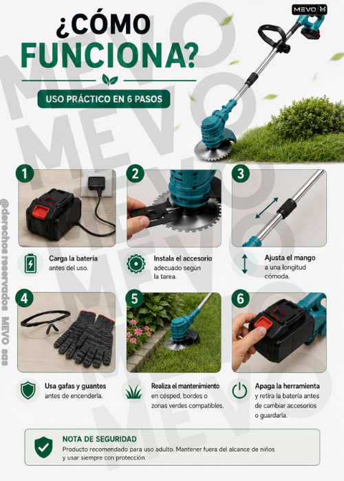 🌿Podadora portatil recargable + 2 Baterias + Gafas +Guantes  + Accesorios 🏡