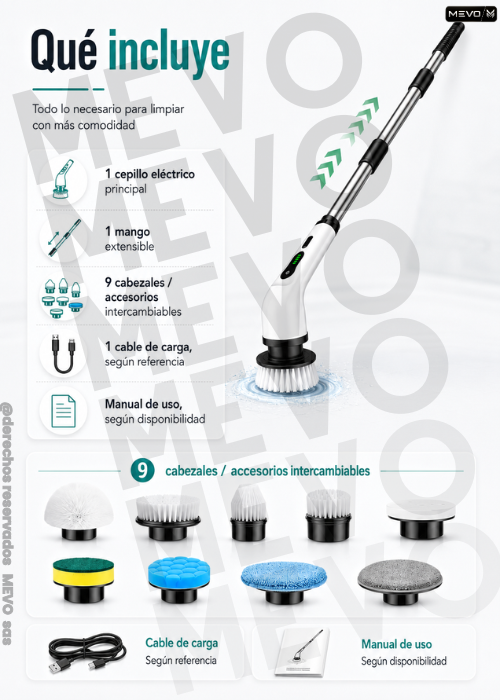 ✨ Cepillo eléctrico 9 en 1  + Accesorios🧽
