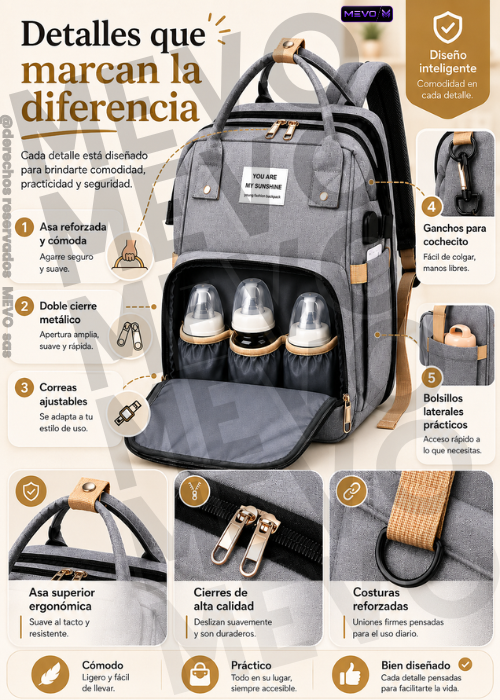 😍Pañalera Cuna Portátil 2 en 1 | Organización y Comodidad en Cada Salida😍