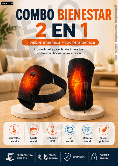✨ Combo bienestar 2 en 1 🔥 Hombrera térmica + rodillera ajustable 🦶