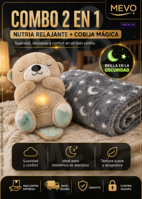 😍Combo Bebé Nutria con luz-respira + cobija luminosa 😍
