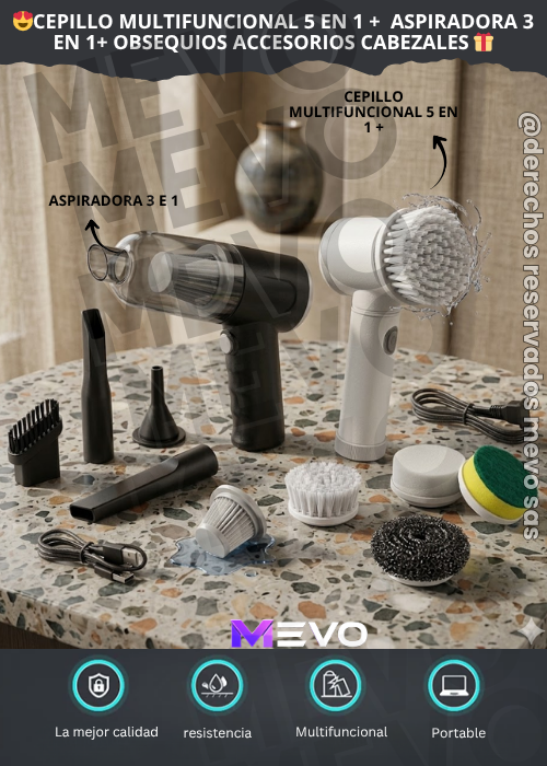 😍Cepillo multifuncional 5 en 1 +  Aspiradora 3 en 1+ obsequios accesorios cabezales 🎁
