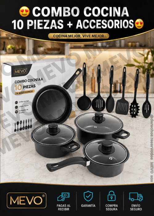 😍Combo cocina 10 piezas + Accesorios😍