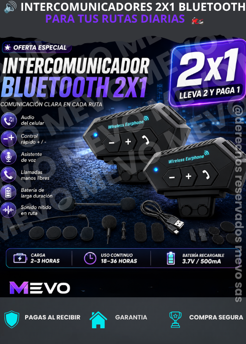 🔊 Intercomunicadores 2X1 Bluetooth para tus rutas diarias  🏍️